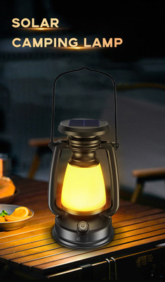 Dwiza Enterprise Outdoor USB Rechargeable Waterproof Camping Retro Solar Emergency Lamp/Lantern 8 hrs Torch Emergency Light(Black)