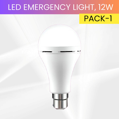 YAROH 12W Rechargeable Inverter LED Bulb with Upto 4H.Power Cut Lighting Pack of_1T197 4 hrs Bulb Emergency Light(White)