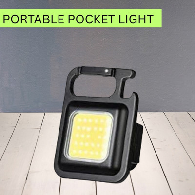 YAROH Mini (LED COBB) Keychain Flashlight With4 Light Modes Folding Bracket BottleI440 4 hrs Torch Emergency Light(Black)