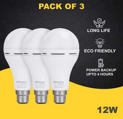HENONIX 12W Emergency LED Bulb with Built-in Battery Backup for Power Failures 4 hrs Bulb Emergency Light(White)