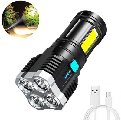 Xydrozen Rechargeable LED Flashlights High Lumens 3 hrs Torch Emergency Light(Black)