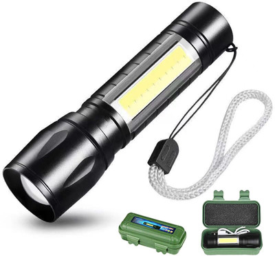 krivaan Torch for Hurricane (1pack) Rechargeable Flashlight 3 Modes Adjustable Focus Torch(Black, 10 cm, Rechargeable)