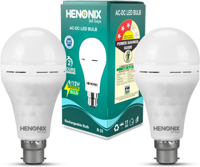 HENONIX 12W LED Rechargeable Bulb for Reliable Emergency Lighting 2 hrs Bulb Emergency Light(White)
