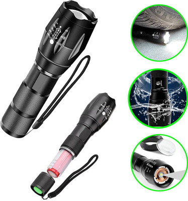 CICASTO Led Zoom Flashlight for Emergency Ride on Car Hiking/Fishing Running 5 hrs Torch Emergency Light(Black)