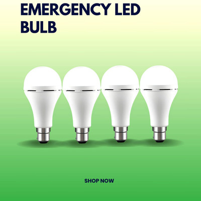 SACRO Rechargeable Emergency Bulb Inverter Bulb for home 3Hr battery backup_Pack4 L173 3 hrs Bulb Emergency Light(White)