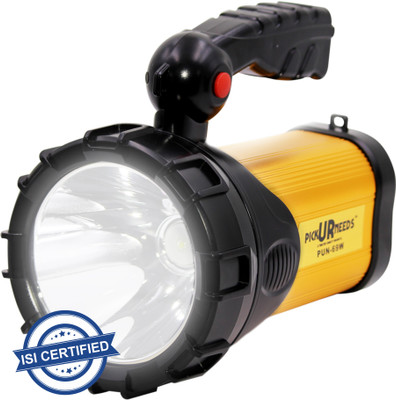 Pick Ur Needs Rechargeable Long Range Search Torch Light 100 Watt+Blinker+USB Power Bank 10 hrs Torch Emergency Light(Gold)