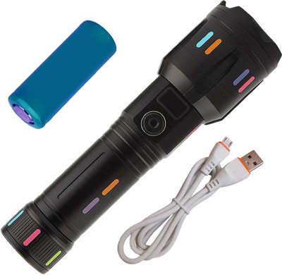 CICASTO Waterproof Zoomable 5 Mode LED Torch Long Distance 6 hrs Torch Emergency Light(Black)