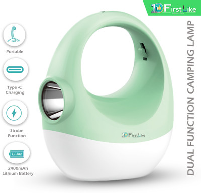 FIRSTLIKE 5-in-1 Rechargeable 55 SMD Light With 2400mAh Li-ion Battery, Type-C Charging 7 hrs Lantern Emergency Light(Green)