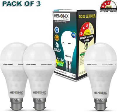 HENONIX 12W LED Bulb Pack of 3 – Bright White Light 4 hrs Bulb Emergency Light(White)