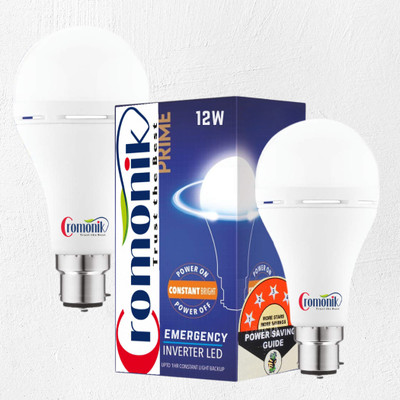 Cromonik (Pack of 2)-Compact 12W Rechargeable Light Bulb 4 hrs Bulb Emergency Light(White)