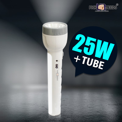 Make Ur Wish Primium Quality 2 In 1 Small 25 Watt Emergency Torch + Side Long Tube Emergency Tube Light 8 hrs Torch Emergency Light(white, Grey)