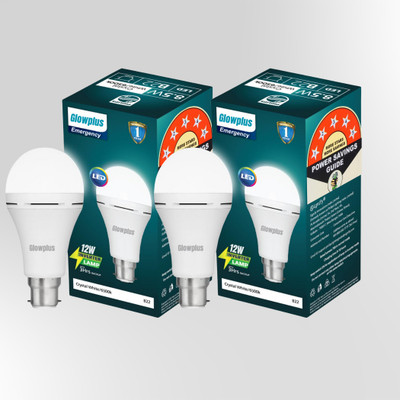 Glowplus G Pk-2-12W LED Bulb with Auto Power Backup 4 hrs Bulb Emergency Light(White)