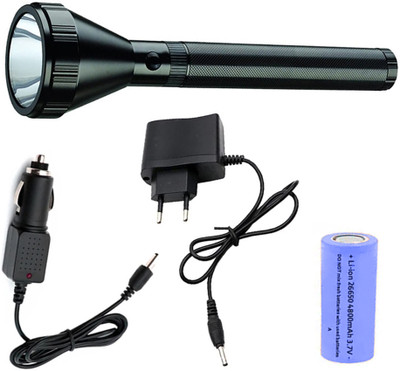 Benson Rechargeable 3 Mode Long Range LED heavy duty Metal Body 13W Flashlight Torch 6 hrs Torch Emergency Light(Multicolor)