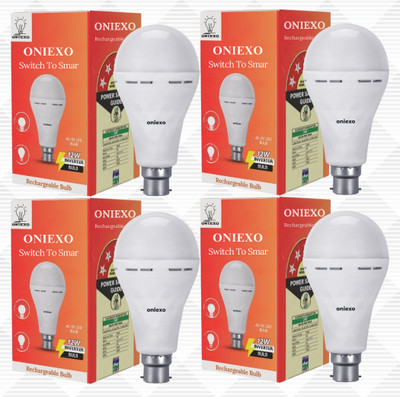 ONIEXO Rechargeable 12W LED Emergency Light Bulb for Power Outages-0A3 4 hrs Bulb Emergency Light(White)
