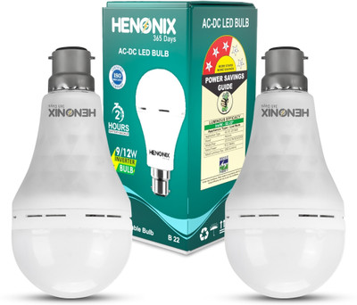 HENONIX 12 W ACDC LED Inverter Bulb with 2-Hour Runtime 2 hrs Bulb Emergency Light(White)