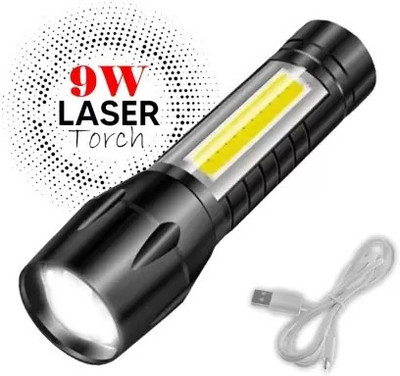 NKL COB LED Flashlight Metal quality ,Super Bright ,Waterproof 3 Light Modes 2514 6 hrs Torch Emergency Light(Black)