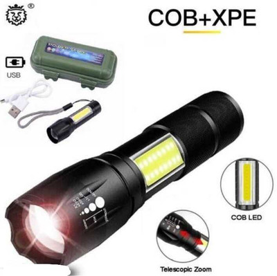 Trendy styler Mini Waterproof Portable LED Flashlight USB Rechargeable 3 Modes 4 hrs Torch Emergency Light(Black)