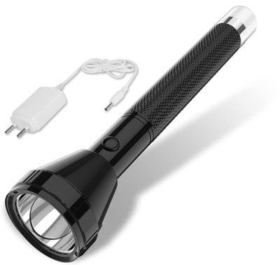 iDOLESHOP 2 IN 1 Rechargeable Dual Mode Powerful Long-Range Torch with Backlight 8 hrs Torch Emergency Light(Black)