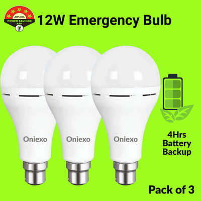 ONIEXO Rechargeable Emergency Light Pack of 3 – 12W 4 hrs Bulb Emergency Light(White)