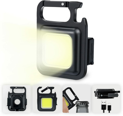 KAVANA Multifunction Keychain Rechargeable Led Light with Bottle Opener, Magnetic Base 4 hrs Torch Emergency Light(Black)