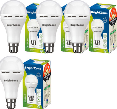 Brightzone Pack of 4-12W LED Bulb with Emergency Charging Feature 4 hrs Bulb Emergency Light(White)