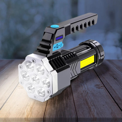 ASTOUND Super Bright LED Flashlight Handheld Rechargeable 4 hrs Torch Emergency Light(Black)