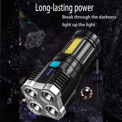 Wifton LED Super Bright Flashlight USB Rechargeable Tactical Torch Camping Lamp 3 hrs Torch Emergency Light(Black)