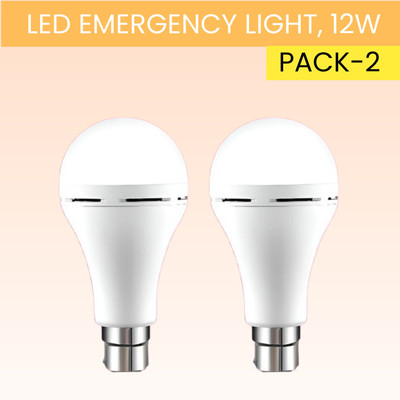 VR Bright Lite 12W Rechargeable Inverter LED Bulb with Upto 4H.Power Cut Lighting Pack of_2A58 4 hrs Bulb Emergency Light(White)