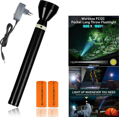 CICASTO Ultra Bright LED Flashlight for Outdoor Torch(Black, 27 cm, Rechargeable)