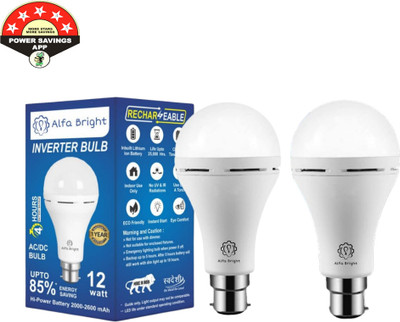 Alfa Bright Self-Charging 12W LED Emergency Bulb for Home and Office 4 hrs Bulb Emergency Light(White)