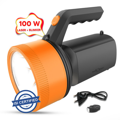 Pick Ur Needs Long Range Rechargeable 100W Search Light with Blinker 7 hrs Torch Emergency Light(Orange)