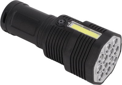 VOLTegIC USB smart fast charging strong light flashlight 5 hrs Torch Emergency Light(Black)