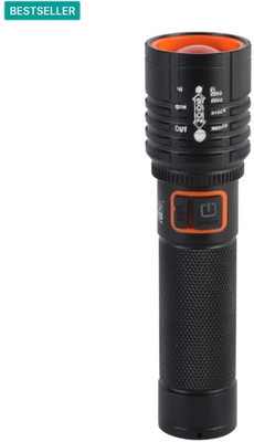 UNZAG Mx Zoomable Led Metal Torch 5 Modes Ww Flashlight, 2 hrs Lantern Emergency Light(Black)