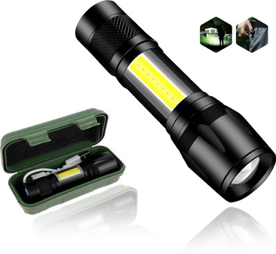 CICASTO Compact USB Charging LED Flashlight for Emergency Use Torch(Black, 10 cm, Rechargeable)