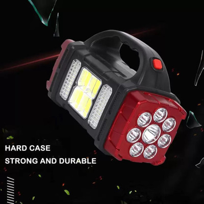 ECOSKY MULTIFUNCTION SOLAR WATERPROOF FLASHLIGHT WITH USB CHARGING,8 BULB LED & COB 5 hrs Torch Emergency Light(Red)