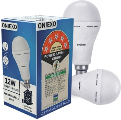 ONIEXO Pack of 2-12W Rechargeable Bulb for Emergency Use with USB Charging Option 4 hrs Bulb Emergency Light(White)