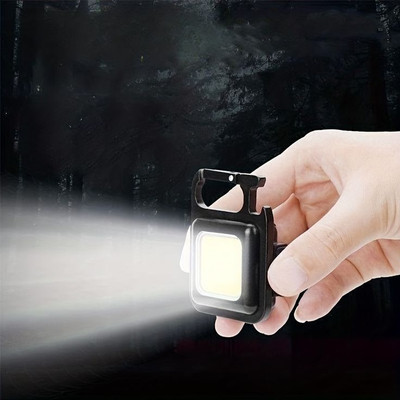 DEGNO Mini Keychain Emergency Flashlight with 5 Light Modes and Bottle Opener 5 hrs Torch Emergency Light(Black)