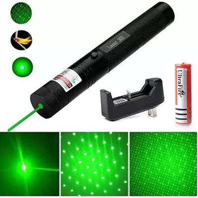 PLERIZA 500mW Rechargeable Green Laser Pointer Party Pen Disco Light 5 Mile + Battery