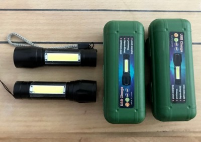 Xydrozen Portable XPE+COB LED Flashlight USB Charging-Black Torch(Black, 9.4 cm, Rechargeable)