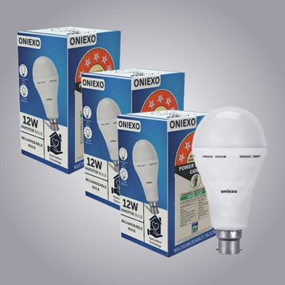 ONIEXO Pack of 3-Bright and Lightweight 12W Emergency LED Bulb for Home and Outdoor Use 4 hrs Bulb Emergency Light(White)