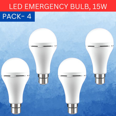 SACRO 15W Rechargeable Inverter LED Bulb with Upto 4H.Power Cut Lighting Pack of_4S243 4 hrs Bulb Emergency Light(White)