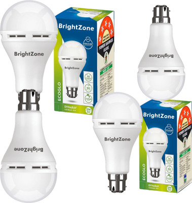 Brightzone Pack of 4-Smart Lighting 12W Rechargeable Emergency LED Bulb 4 hrs Bulb Emergency Light(White)