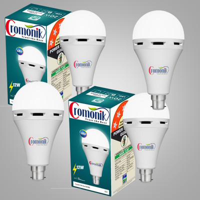 Cromonik Pack of 4-Efficient 12W Rechargeable Bulb for Daily Lighting 4 hrs Bulb Emergency Light(White)