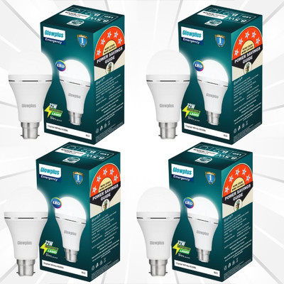 Glowplus G Pk-4-12W LED Bulb with Fast Charging Battery 4 hrs Bulb Emergency Light(White)