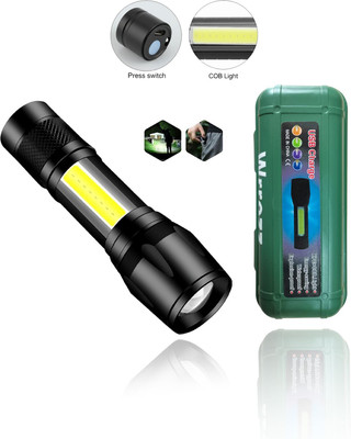 CICASTO Rechargeable Mini USB Flashlight for Emergency Lighting Torch(Black, 10 cm, Rechargeable)