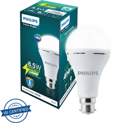 PHILIPS 8.5W Rechargeable Emergency Inverter LED Bulb (Pack of 1) with backup upto 4 hrs 4 hrs Bulb Emergency Light(White)
