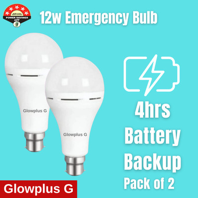 Glowplus G Don’t Let Darkness Win – 12W Emergency Bulbs (2 pcs) 3 hrs Bulb Emergency Light(White)