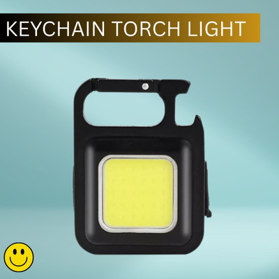 FRONY LED COBB Light With Keychain Flashlight 4Light Mode & Folding Bracket BottleA112 4 hrs Torch Emergency Light(Black)
