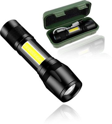 CICASTO Portable USB LED Flashlight for Night Travel and Trekking Torch(Black, 10 cm, Rechargeable)