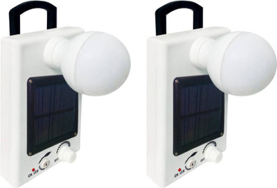 iDOLESHOP 12 LED Rechargeable Electrical & Solar Bulb With Night Lamp Emergency Light (Pack of 2) 5 hrs Lantern Emergency Light(White, Black)